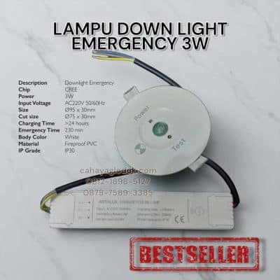 lampu downlight emergency 3w
