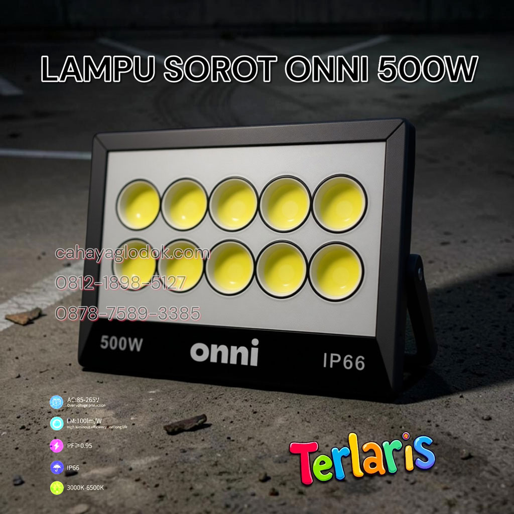 lampu sorot onni 500w led ip66